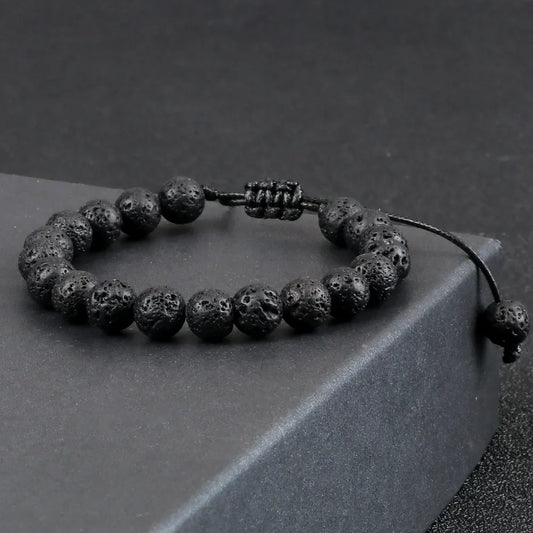 Tiger Eye Stone Beads Bracelet Adjustable Braided Rope Bangles Natural Lava Rock Men Women Yoga Healing Balance Bracelets